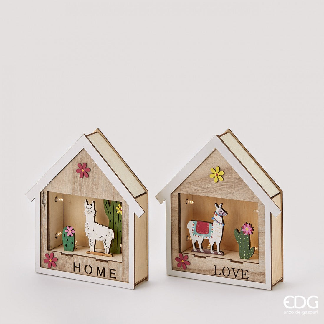 Deko Haus mit Alpaka / Lama LED