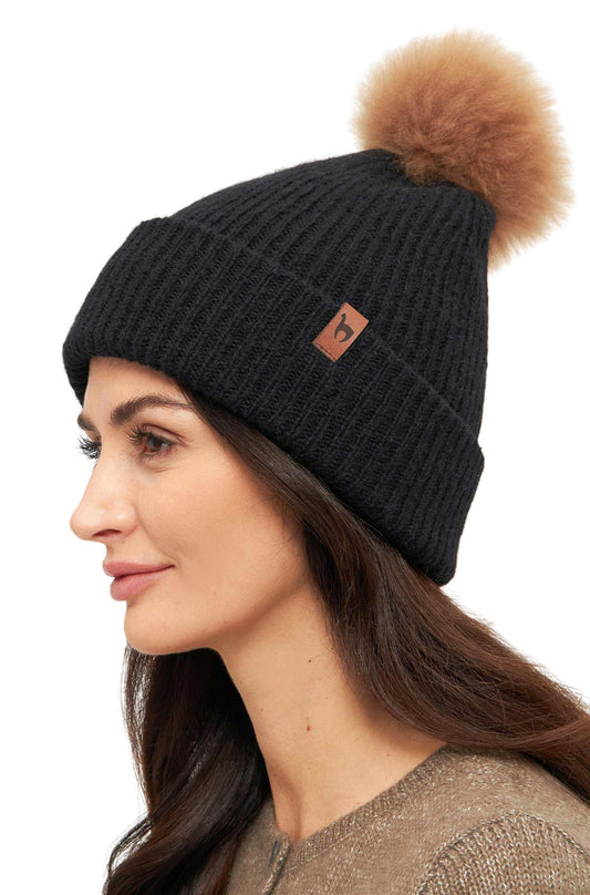 Alpaka MĂĽtze PACA mit Bommel aus Baby Alpaka-Merino-Mix