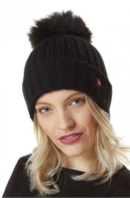 Alpaka Mütze BIANCA mit Bommel aus Baby Alpaka